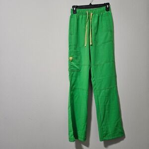 Spread Good Cheer Womens Green Cargo Scrub Pants Size XST Elastic Waist Drawstri